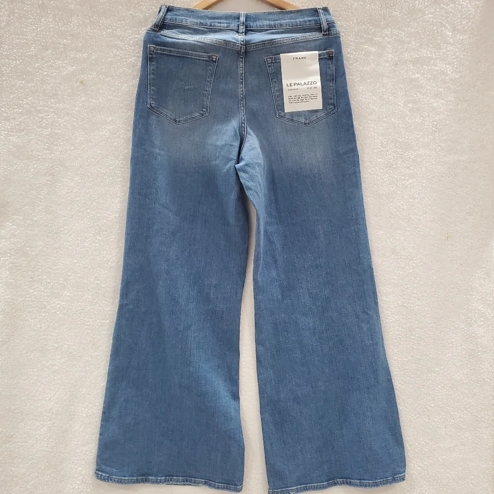 Frame Women's Size 32 Blue Le Palazzo High-Rise Wide Leg Denim Jeans Pants. - Picture 10 of 14